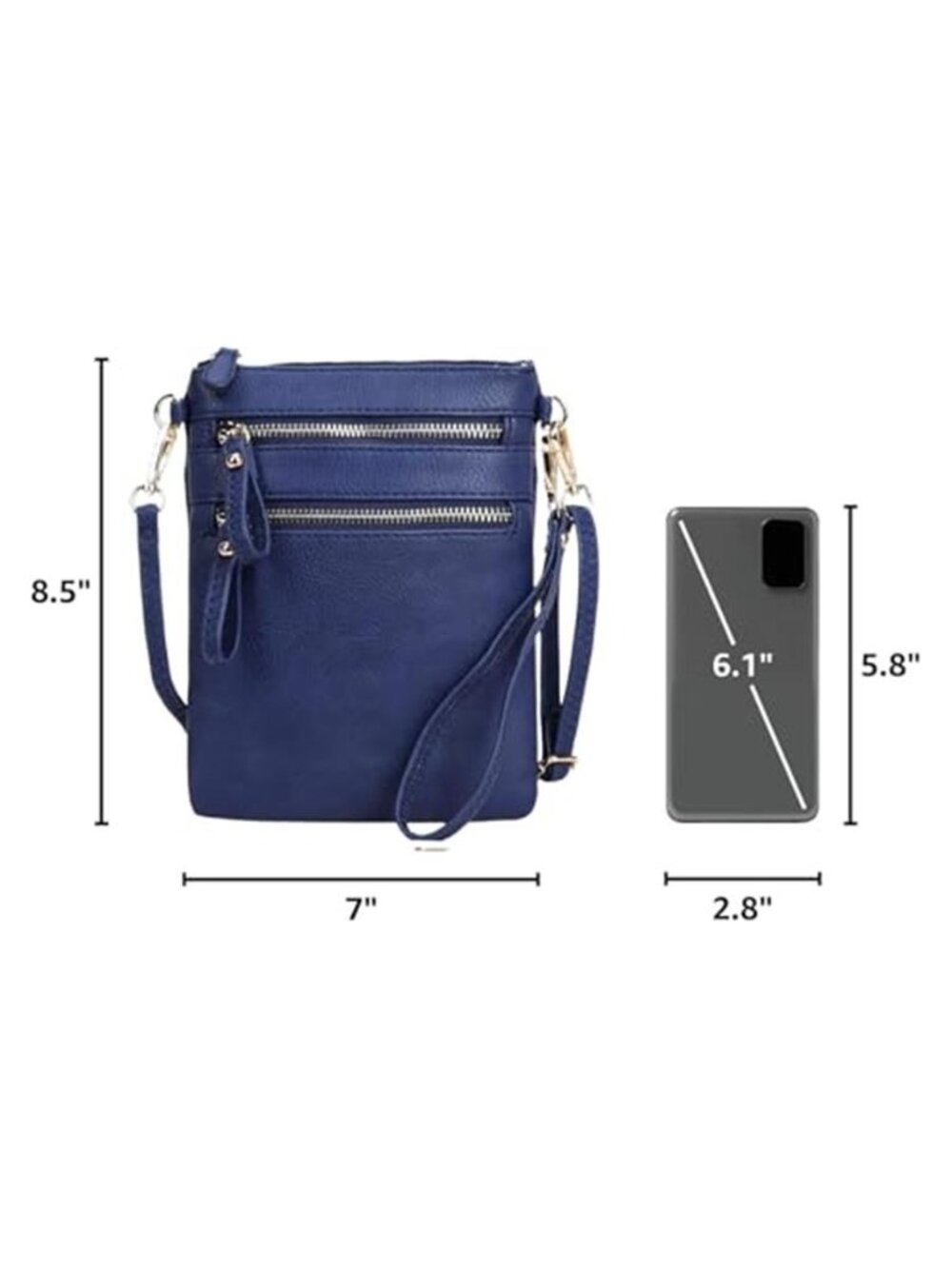 Crossbody Bag Multi Pocket Faux Leather Shoulder Purse Phone Wallet Handbag Zip - Picture 3 of 7